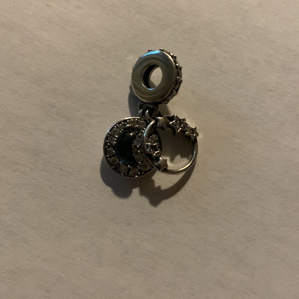 LAST ONE!Authentic Pandora Moments Blue Night Sky Crescent Moon/Stars charm. - Picture 7 of 8